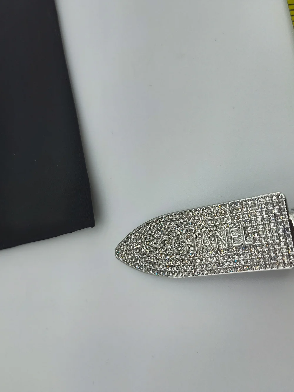 CHANEL Beauté Crystal Hair Clips Pair Box Dust Bag Silver Collectible Gift NWT